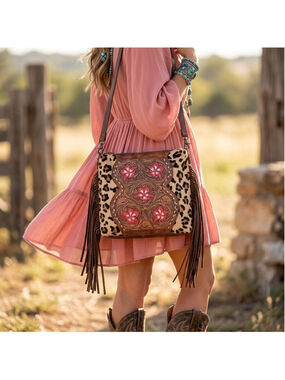 American Darling Wild Cat flower Western Leather Convertible Crossbody